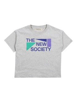The New Society Kids' Cesar T-Shirt, Stellar Grey Melange, Stellar Grey Melange