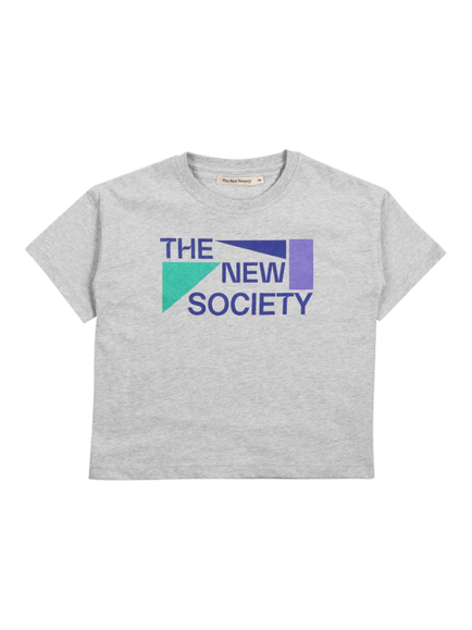 The New Society Kids' Cesar T-Shirt, Stellar Grey Melange, Stellar Grey Melange
