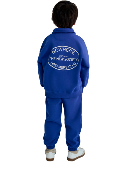 The New Society Kids' Nico Cotton Polo Sweatshirt, Astral Blue - view 2, Astral Blue