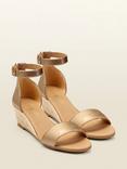 Sosandar Ines Low Heel Wedge Espadrille Sandals, Gold