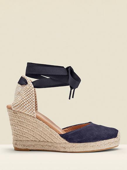 Sosandar Suede Wedge Heeled Espadrilles, Blue, Blue