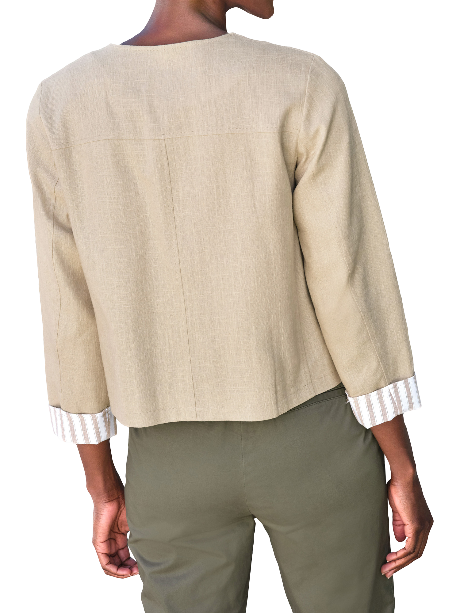 Product image 2 of 3, which shows Pure Collection Boxy Linen Blend Jacket, Neutral, 8