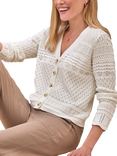 Pure Collection Cotton Lace Cardigan, Cream