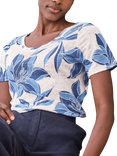 Pure Collection Floral Pattern Linen T-Shirt