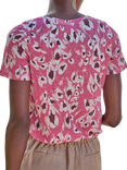 Pure Collection Linen Animal Print T-Shirt, Pink/Multi