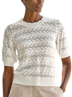 Pure Collection Cotton Crochet Trim Top, White