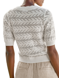 Pure Collection Cotton Crochet Trim Top - view 2, White