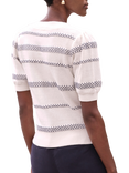 Pure Collection Short Sleeve Puff Stripe Cotton Sweater