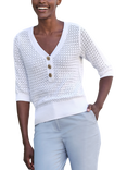 Pure Collection Button Neck Mesh Cotton Top