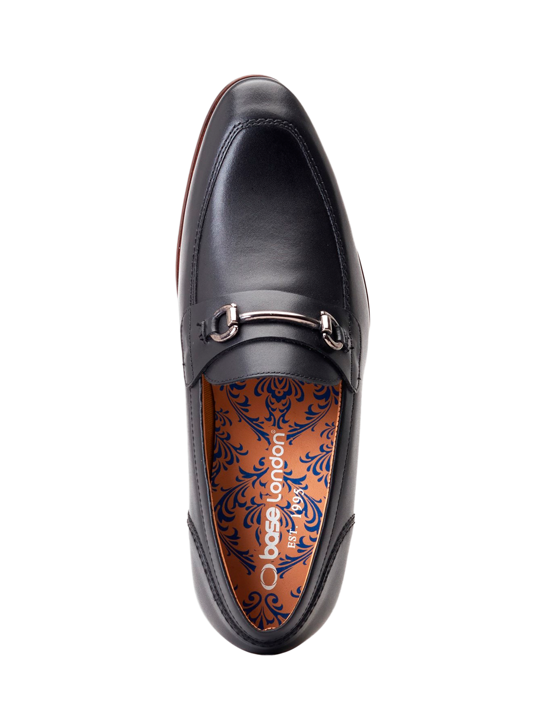 Product image 5 of 5, which shows Base London Russo Leather Horsebit Loafers, Black, 7