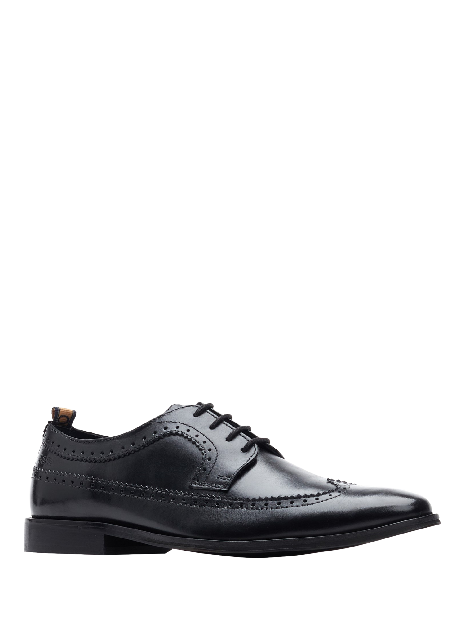 Product image 2 of 5, which shows Base London Havisham Leather Brogue Wing Tip Shoes, Black, 5