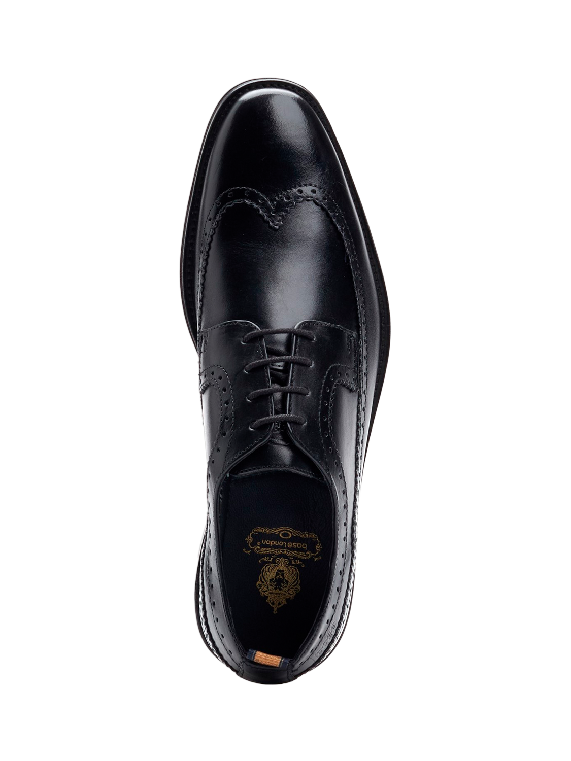 Product image 5 of 5, which shows Base London Havisham Leather Brogue Wing Tip Shoes, Black, 5