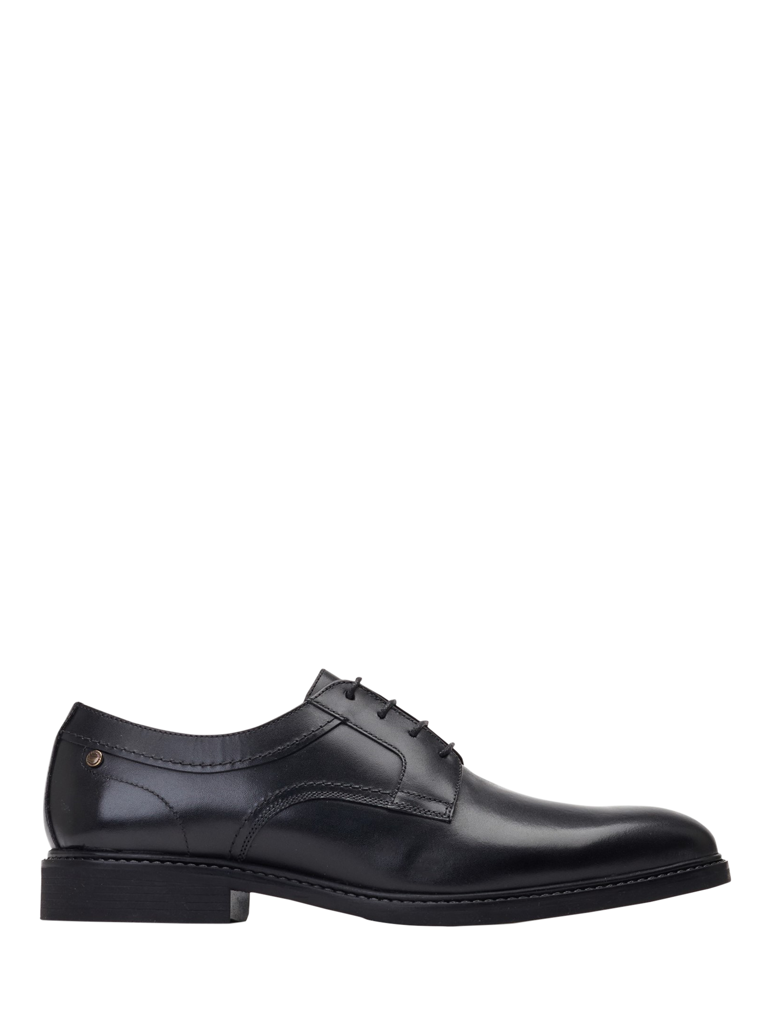 Product image 1 of 5, which shows Base London Drake Waxy Leather Lace Up Derby Shoes, Black, 7