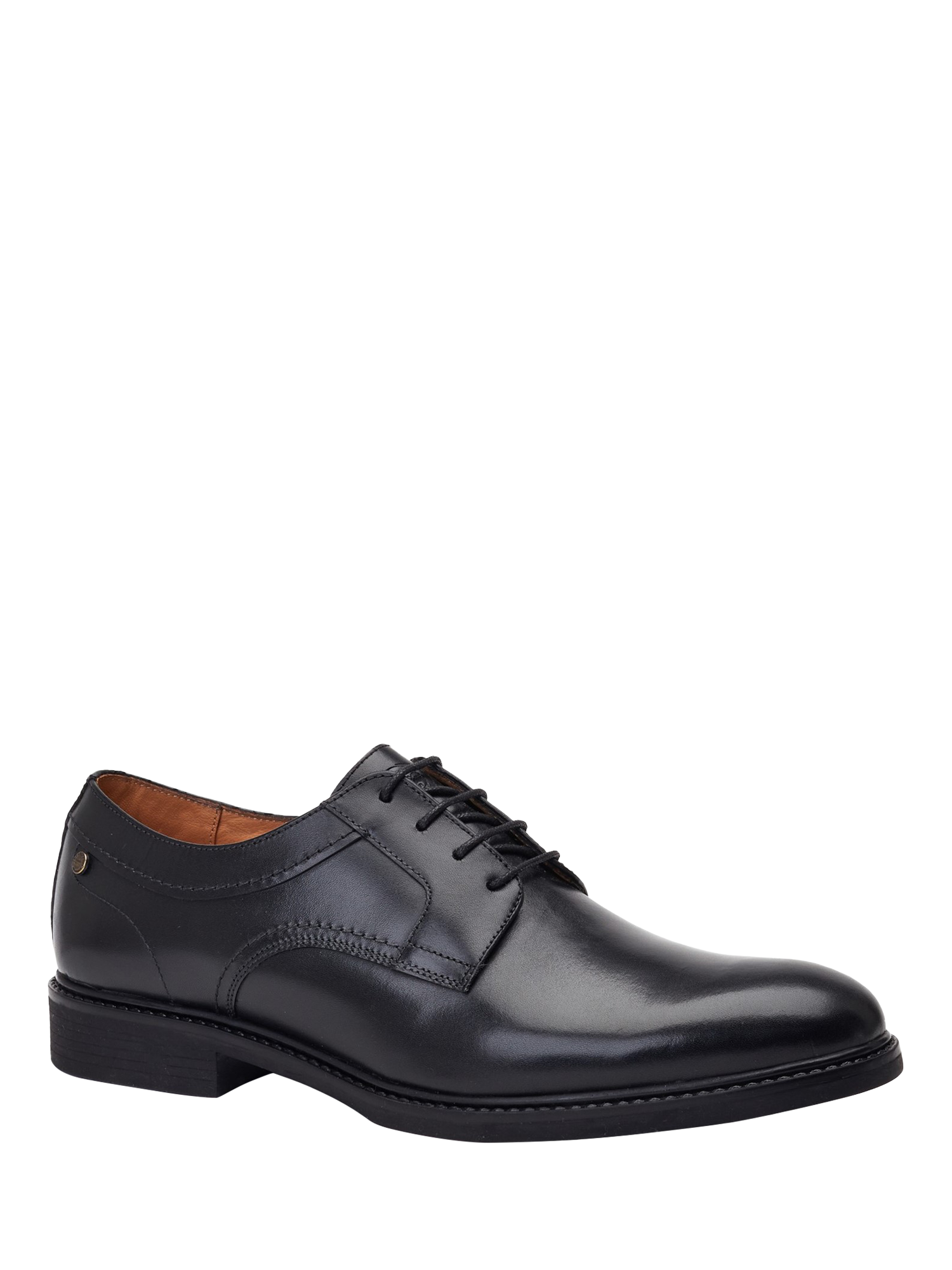 Product image 2 of 5, which shows Base London Drake Waxy Leather Lace Up Derby Shoes, Black, 7