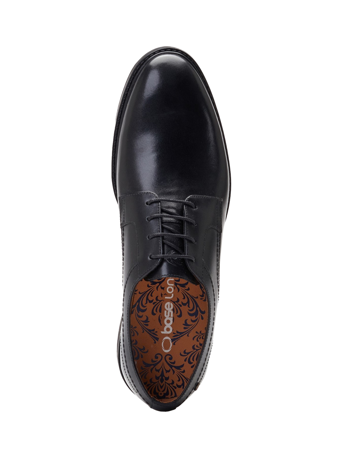 Product image 5 of 5, which shows Base London Drake Waxy Leather Lace Up Derby Shoes, Black, 7