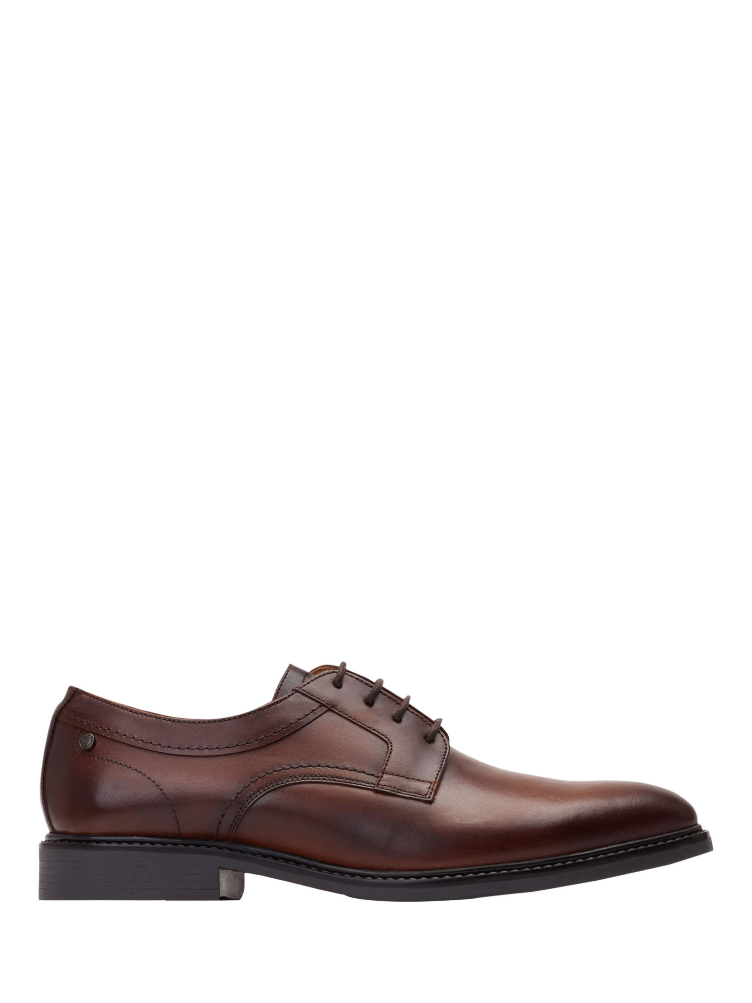 Product image 1 of 5, which shows Base London Drake Waxy Leather Lace Up Derby Shoes, Brown, 7