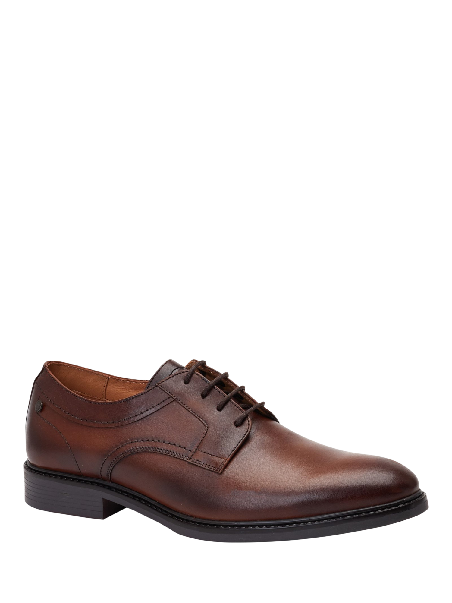 Product image 2 of 5, which shows Base London Drake Waxy Leather Lace Up Derby Shoes, Brown, 7