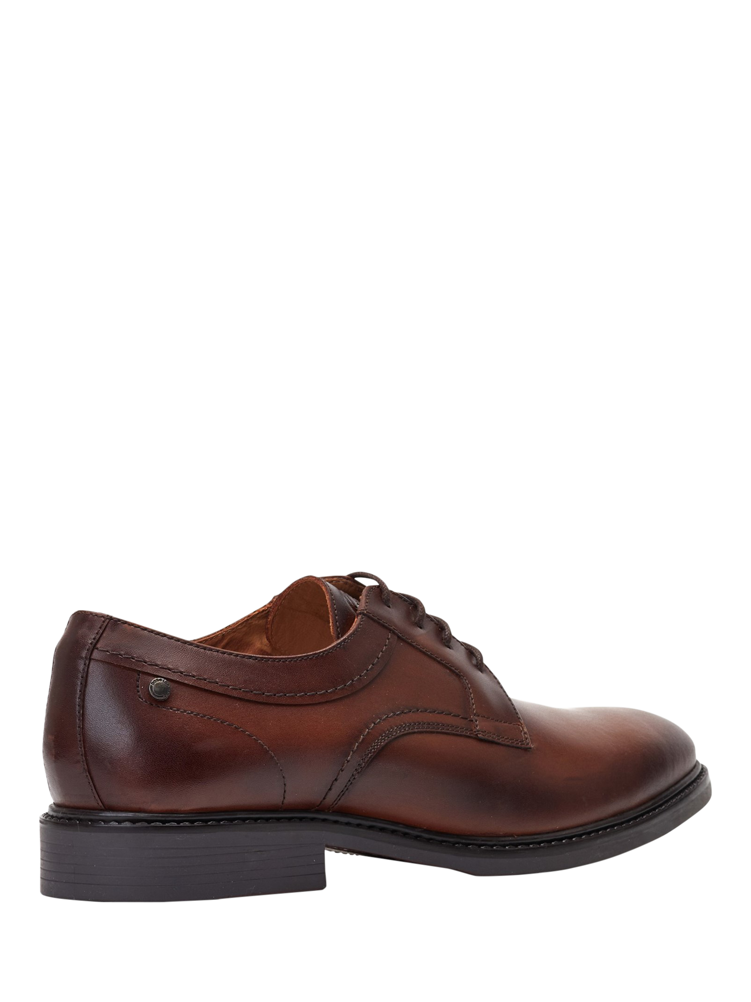 Product image 3 of 5, which shows Base London Drake Waxy Leather Lace Up Derby Shoes, Brown, 7
