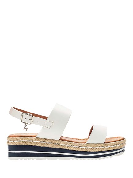 Moda in Pelle Periso Strappy Wedge Sandals, Off White/Navy, Off White/Navy