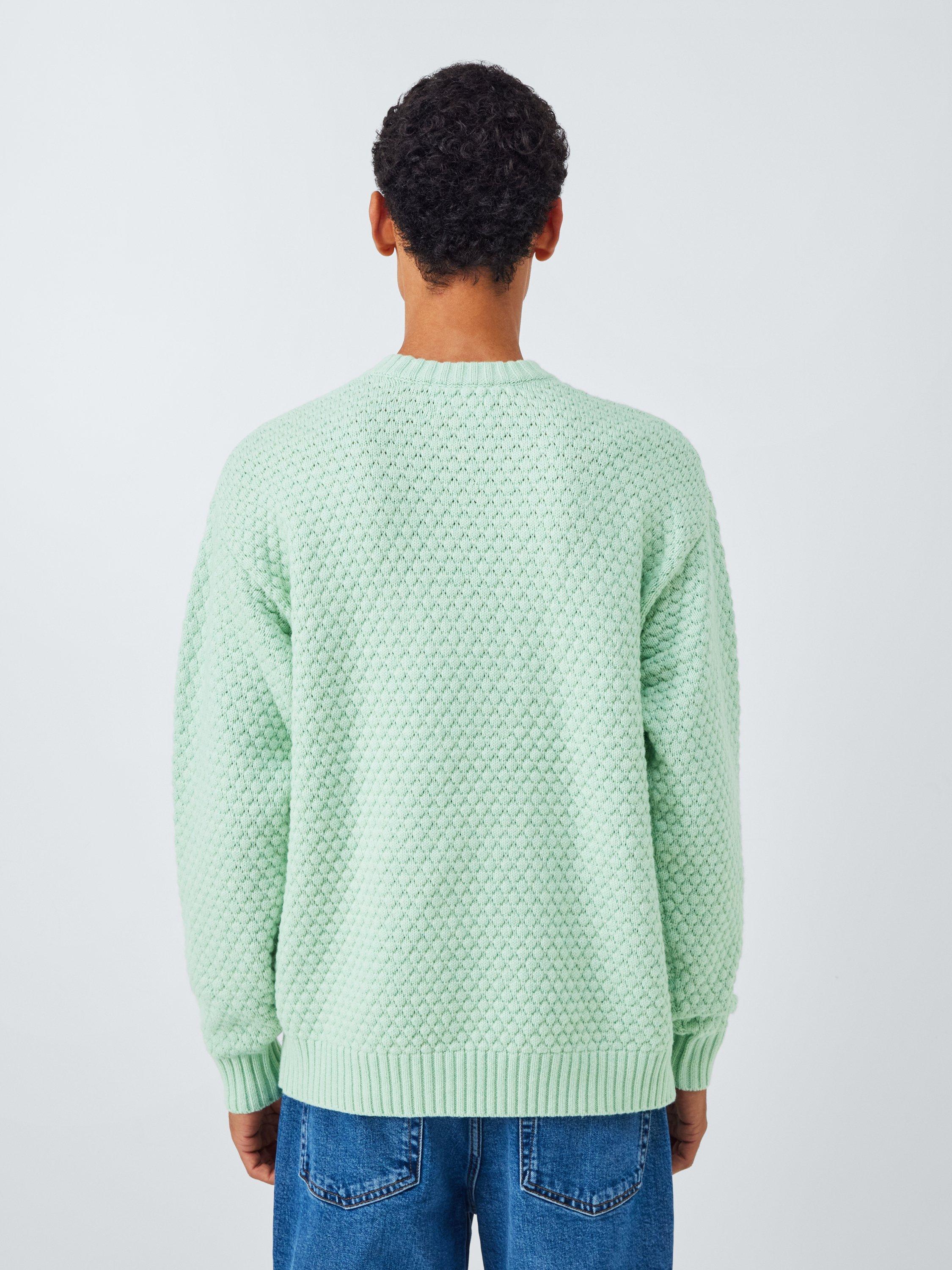 Product image 2 of 6, which shows John Lewis Textured Stitch Crew Neck Jumper, Glass Green, S