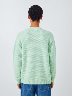 John Lewis Textured Stitch Crew Neck Jumper - view 2, Glass Green