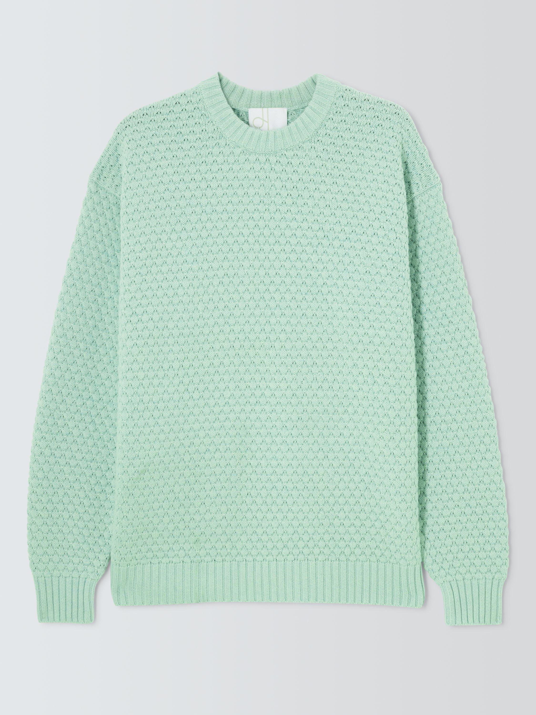 Product image 4 of 6, which shows John Lewis Textured Stitch Crew Neck Jumper, Glass Green, S