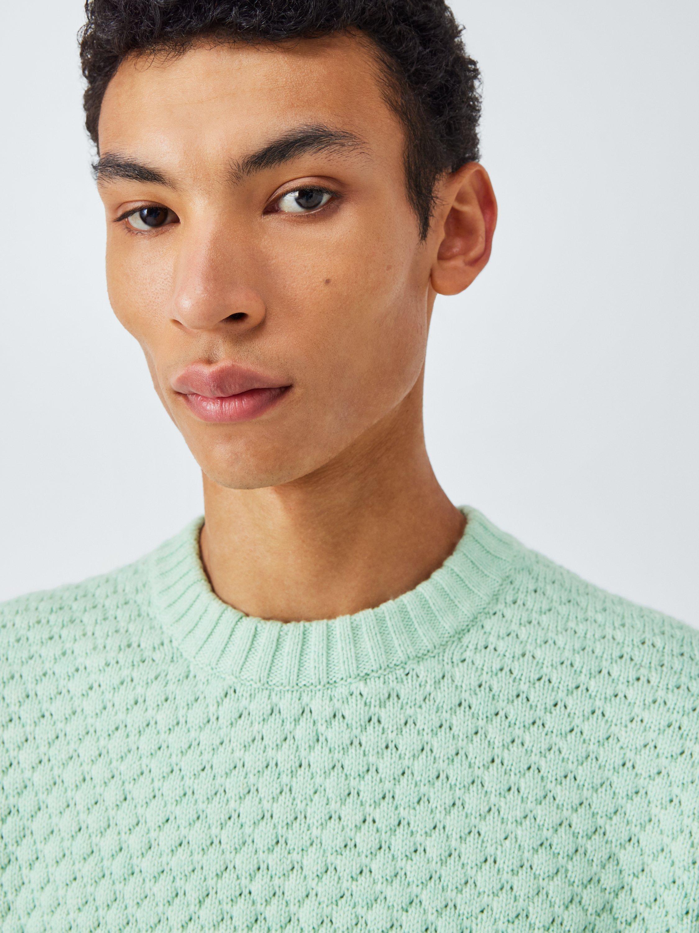 Product image 6 of 6, which shows John Lewis Textured Stitch Crew Neck Jumper, Glass Green, S