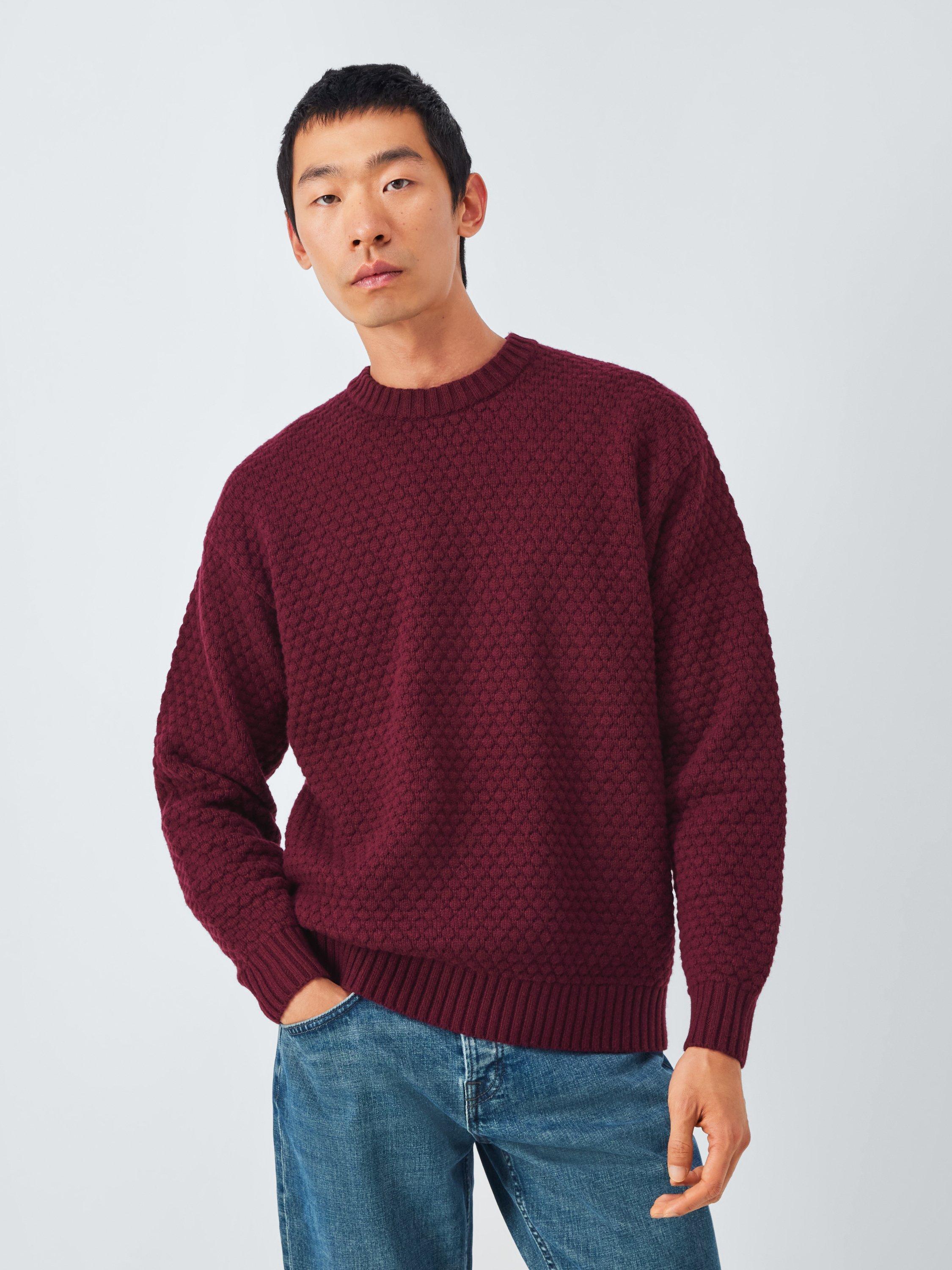 Product image 1 of 6, which shows John Lewis Textured Stitch Crew Neck Jumper, Nocturne, S