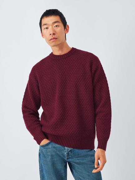 John Lewis Textured Stitch Crew Neck Jumper, Nocturne