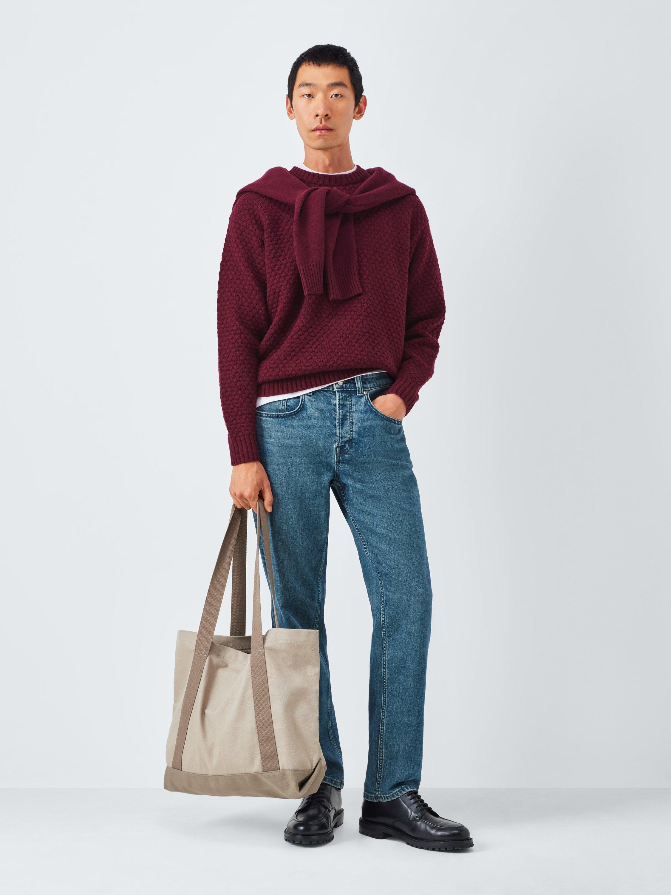 Product image 3 of 6, which shows John Lewis Textured Stitch Crew Neck Jumper, Nocturne, S