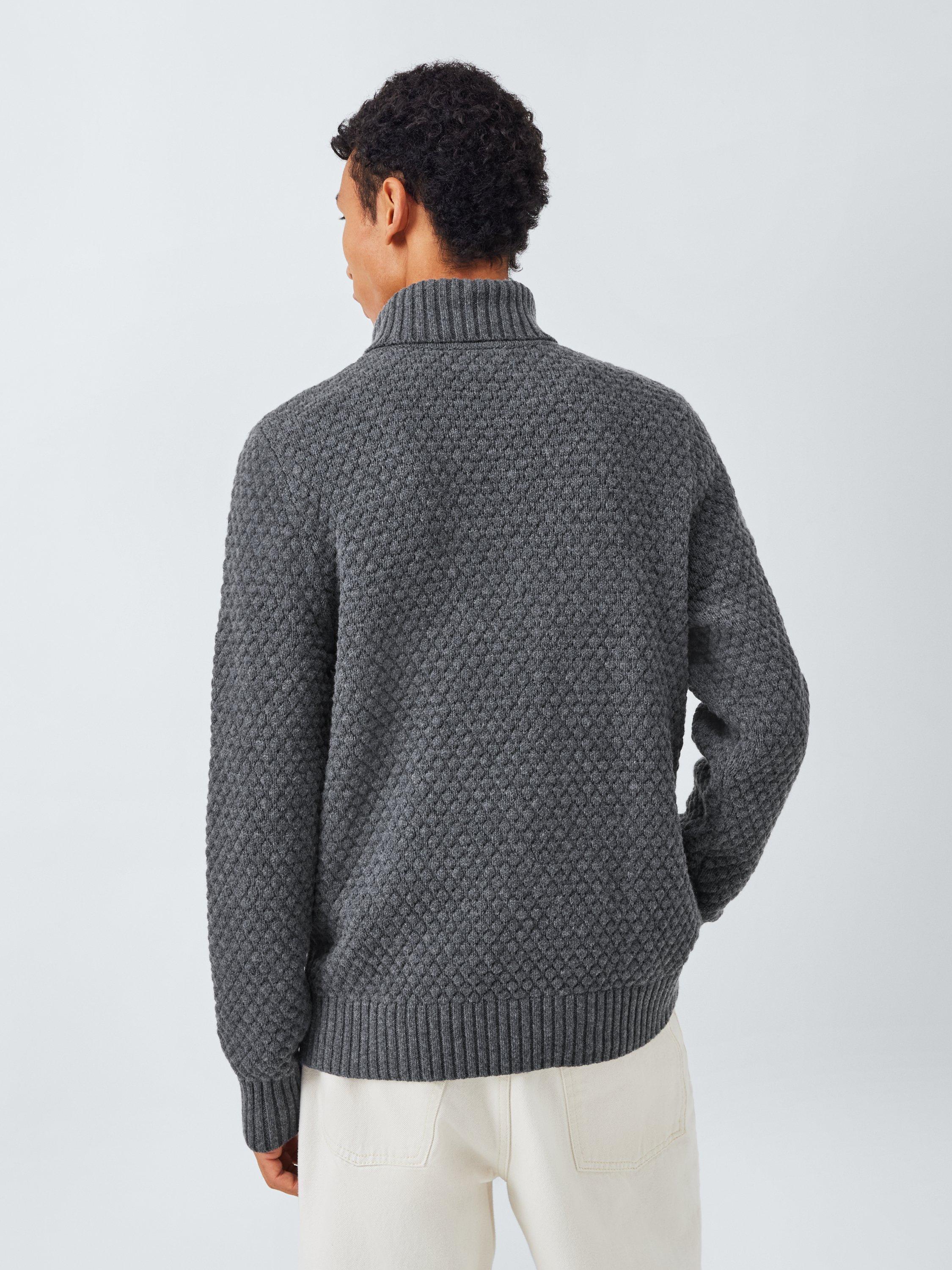 Product image 2 of 6, which shows John Lewis Textured Stitch Roll Neck Jumper, Storm Grey, S