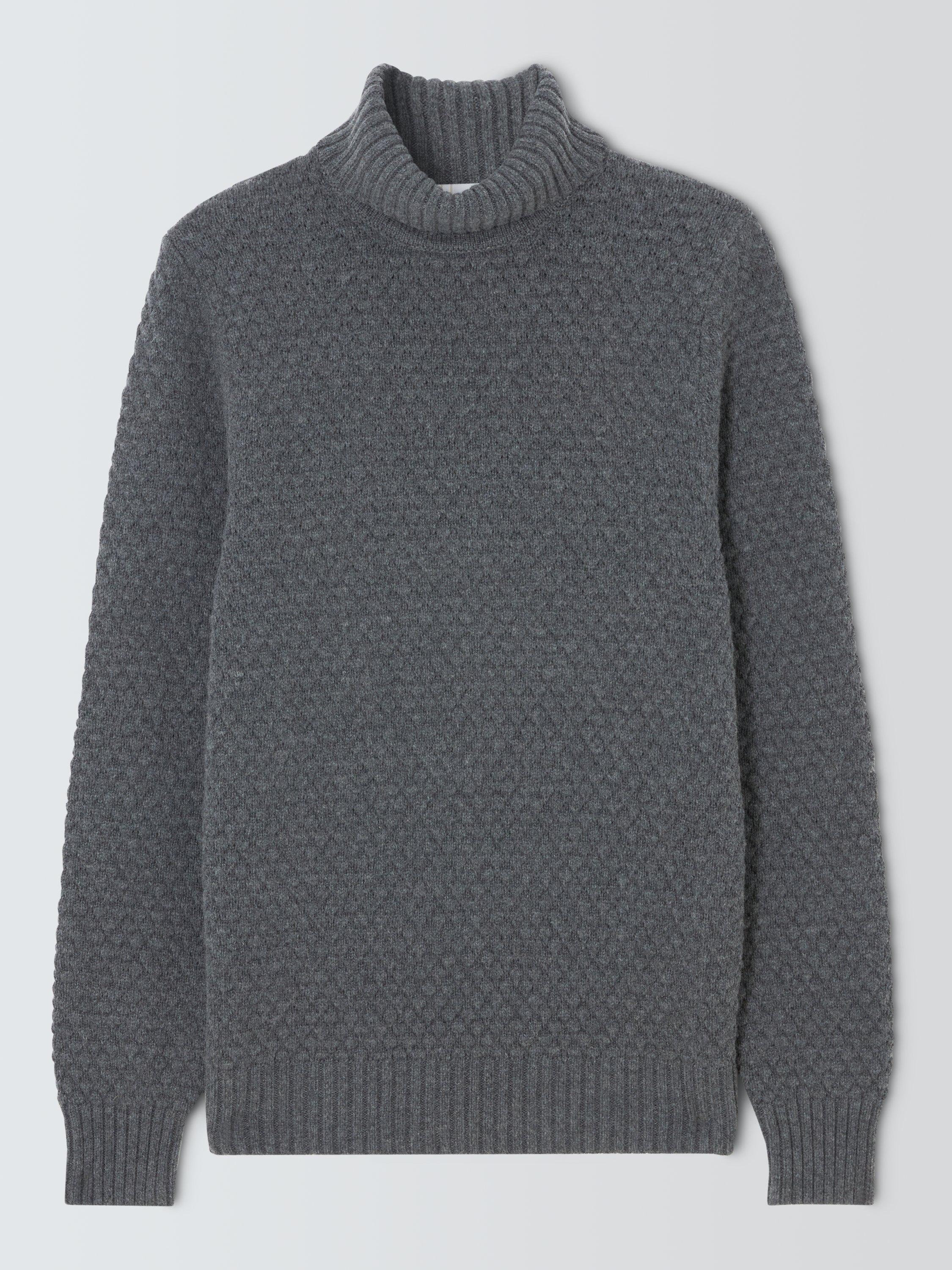 Product image 4 of 6, which shows John Lewis Textured Stitch Roll Neck Jumper, Storm Grey, S