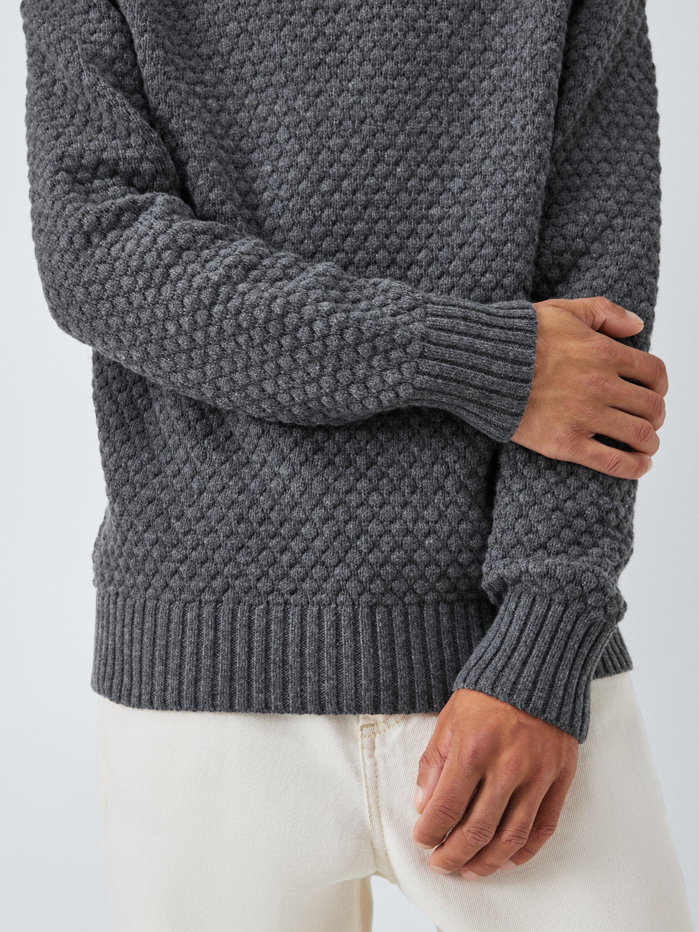 Product image 5 of 6, which shows John Lewis Textured Stitch Roll Neck Jumper, Storm Grey, S