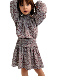 The New Society Kids' Cotton High Neck Ruffle Dress, Samara Print