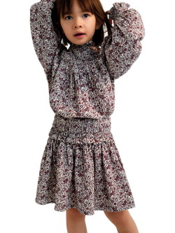 The New Society Kids' Cotton High Neck Ruffle Dress, Samara Print, Samara Print