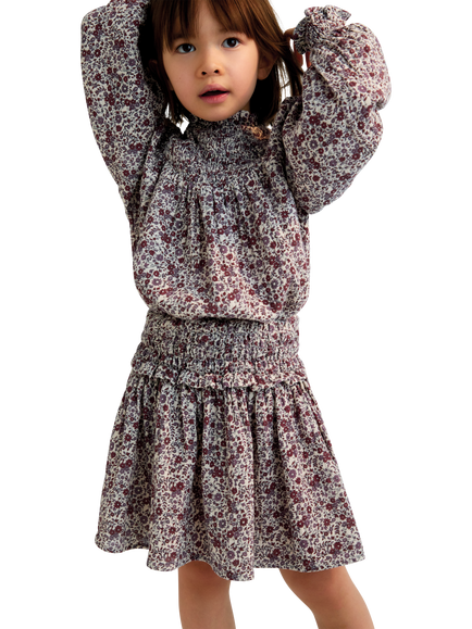 The New Society Kids' Cotton High Neck Ruffle Dress, Samara Print, Samara Print