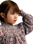 The New Society Kids' Cotton High Neck Ruffle Dress, Samara Print