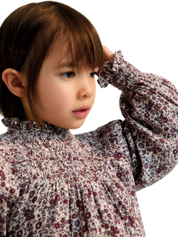 The New Society Kids' Cotton High Neck Ruffle Dress, Samara Print - view 2, Samara Print