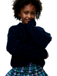 The New Society Kids' Lidia Ruffle Skirt, Infinite Navy Checks