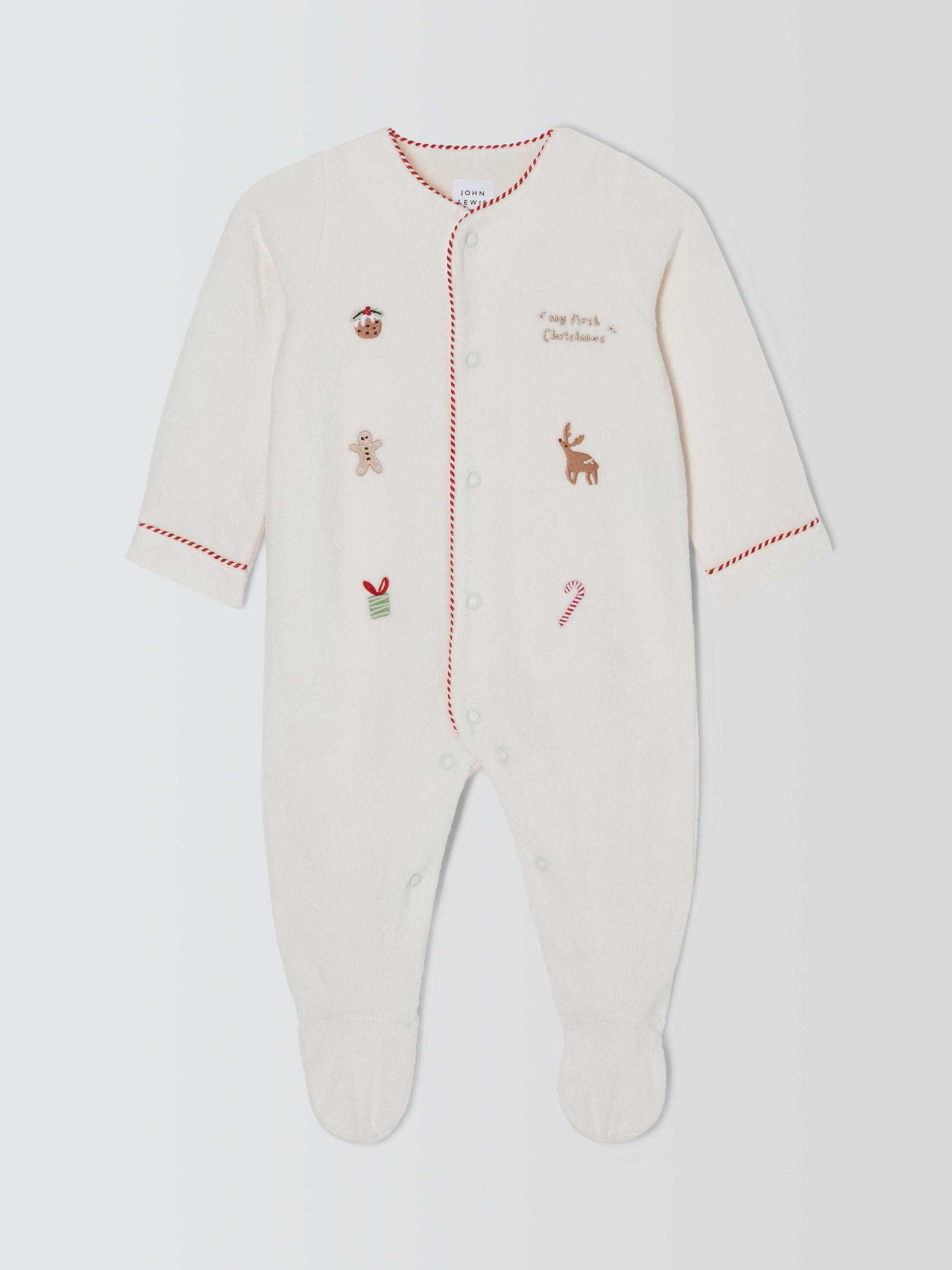John Lewis Baby My First Christmas Sleepsuit, White