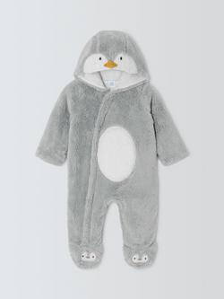 John Lewis Baby Penguin Onesie, Grey, Grey