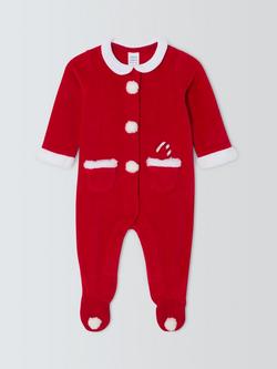 John Lewis Baby Santa Sleepsuit, Red, Red