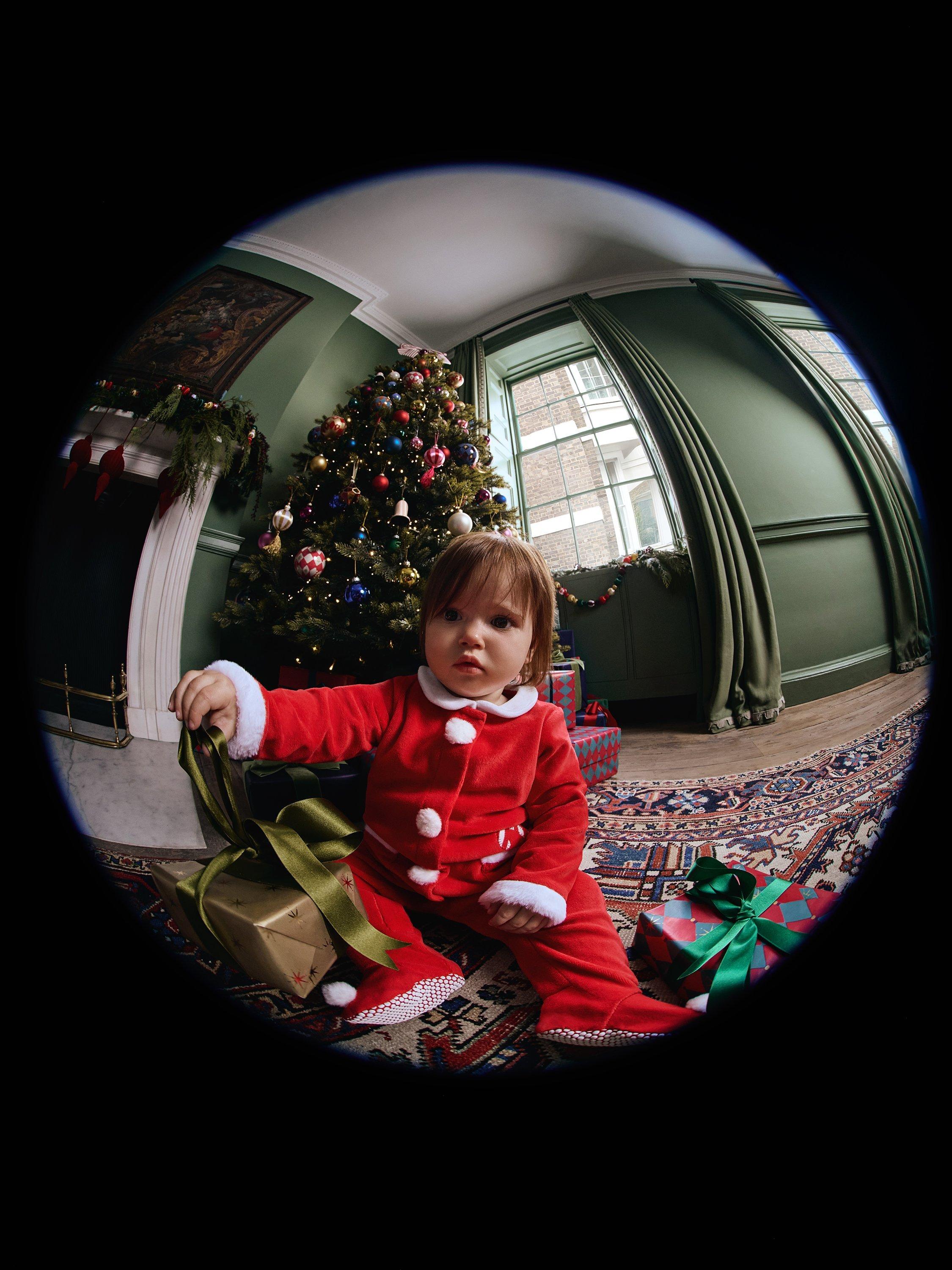 Product image 5 of 5, which shows John Lewis Baby Santa Sleepsuit, Red, 0-3 months