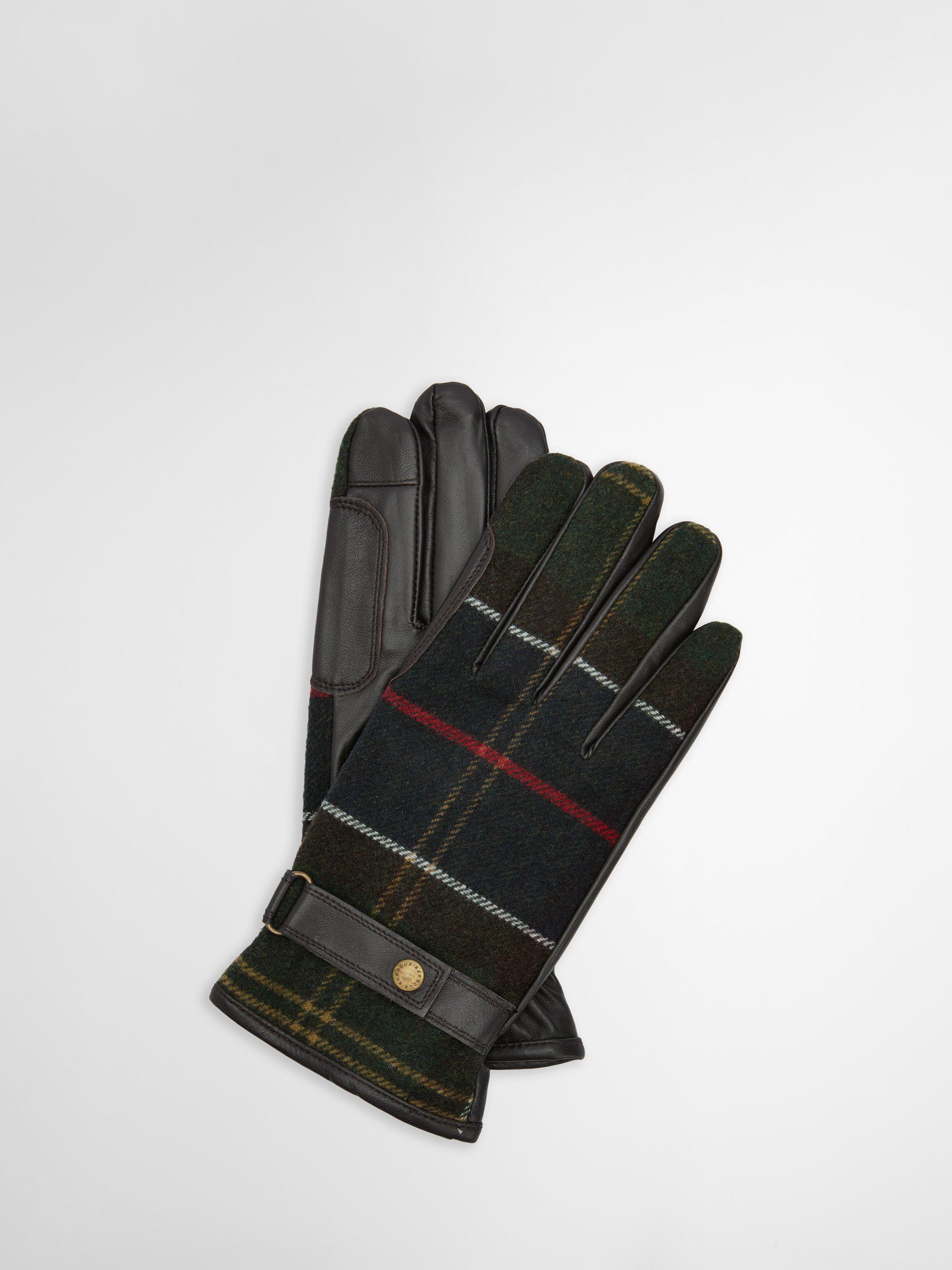Product image 1 of 8, which shows Barbour Aubrey Leather Blend Tartan Gloves, Multi, S