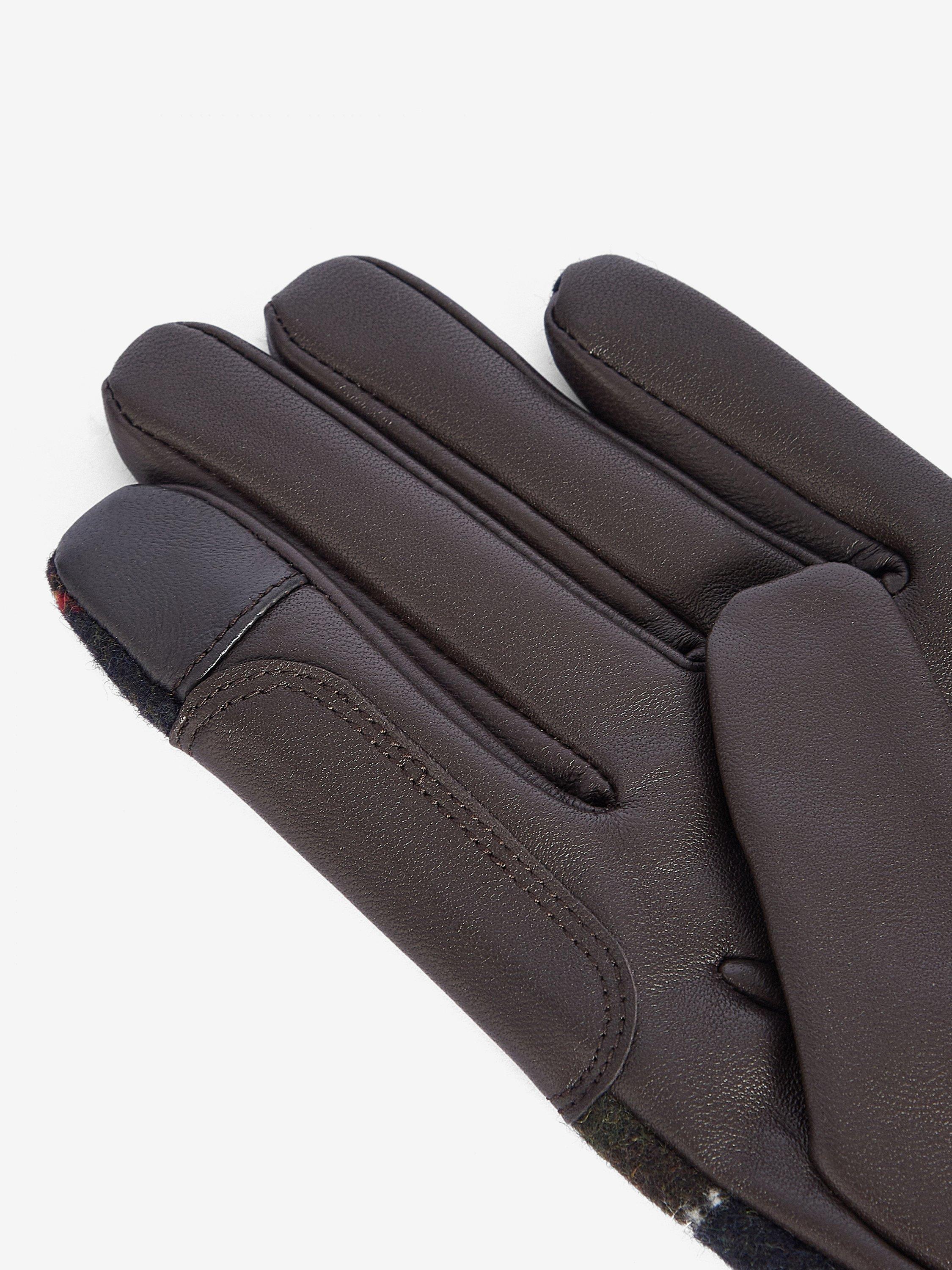 Product image 4 of 8, which shows Barbour Aubrey Leather Blend Tartan Gloves, Multi, S