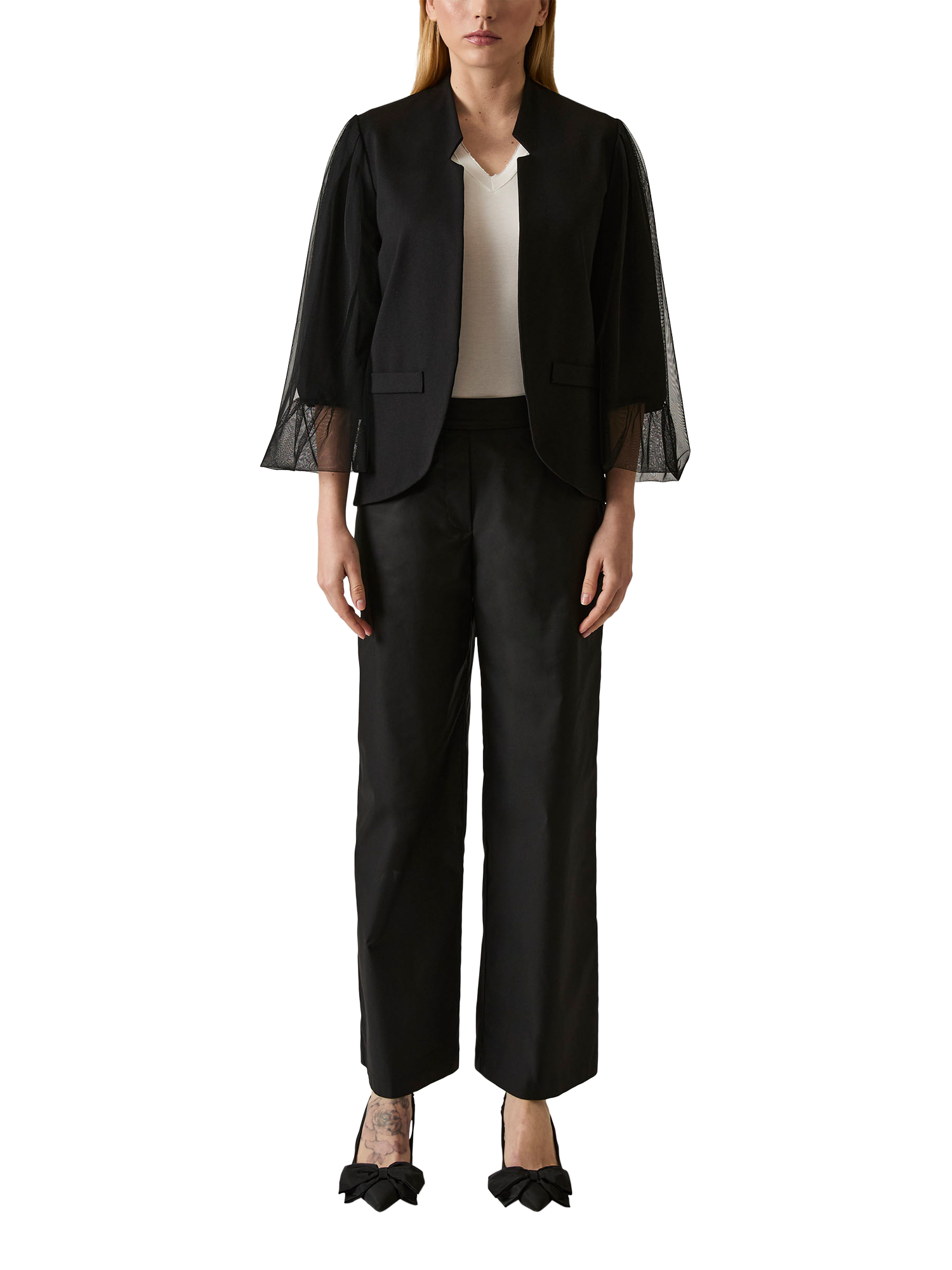 Product image 1 of 6, which shows James Lakeland Tulle Sleeve Blazer, Black, 8