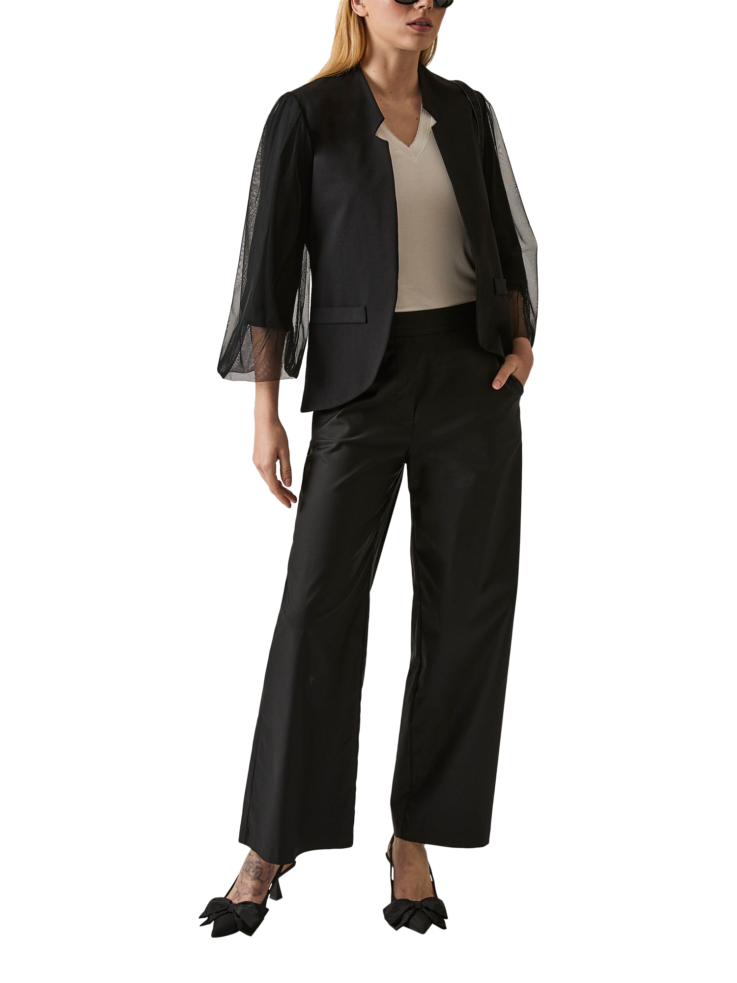 Product image 5 of 6, which shows James Lakeland Tulle Sleeve Blazer, Black, 8