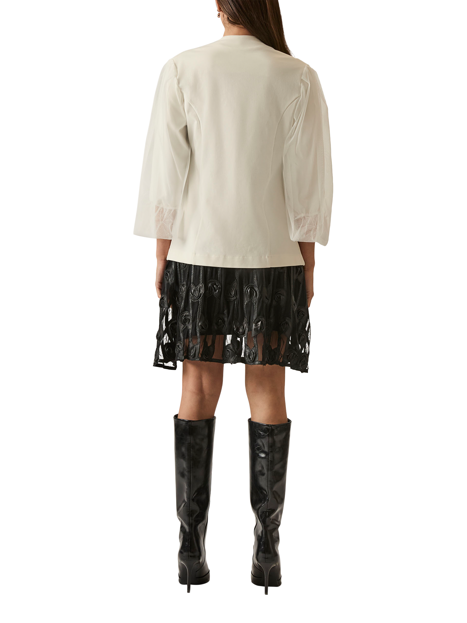 Product image 2 of 7, which shows James Lakeland Tulle Sleeve Blazer, White, 8