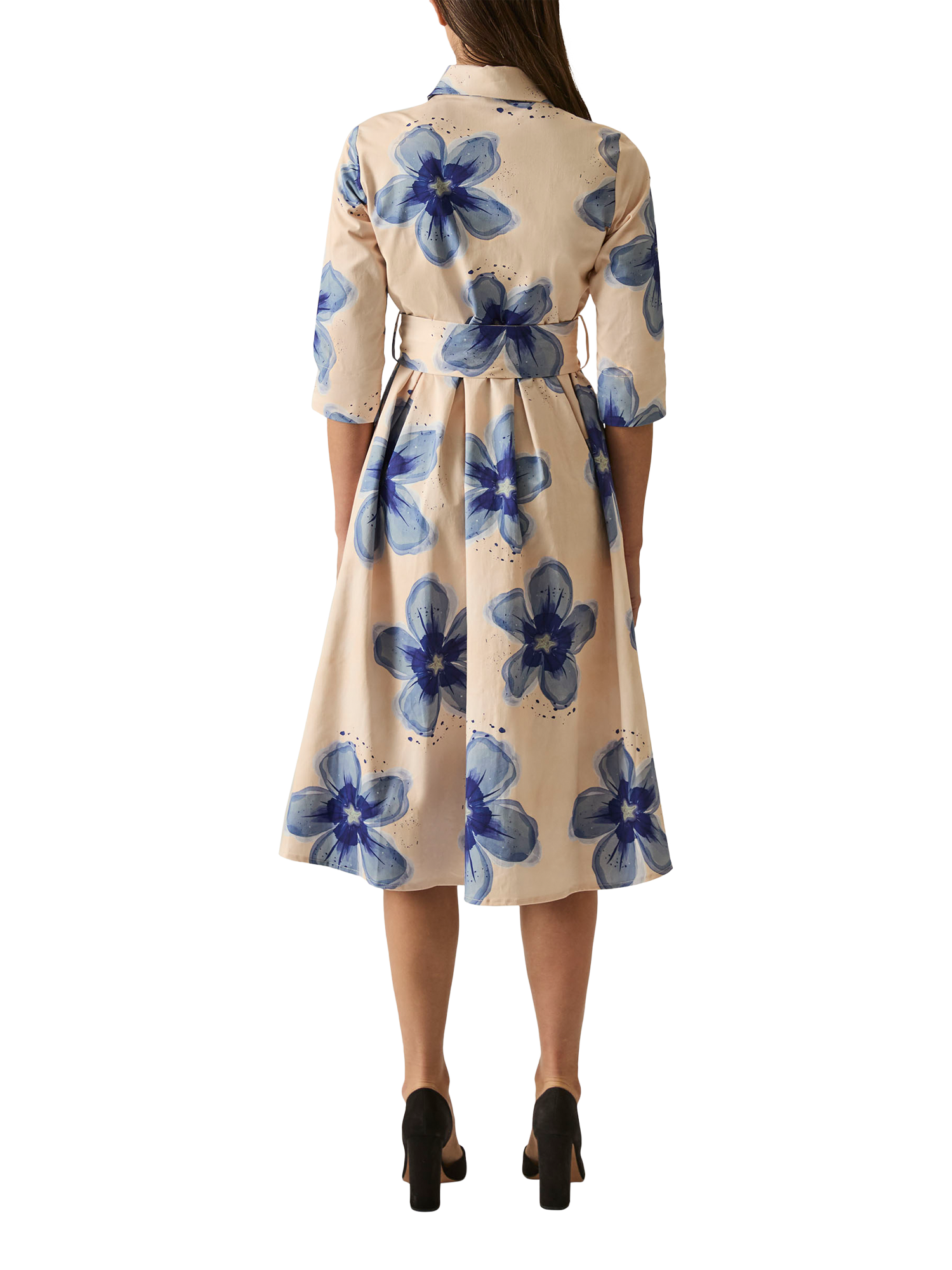 Product image 2 of 6, which shows James Lakeland Cotton Floral Print Shirt Dress, Blue, 8