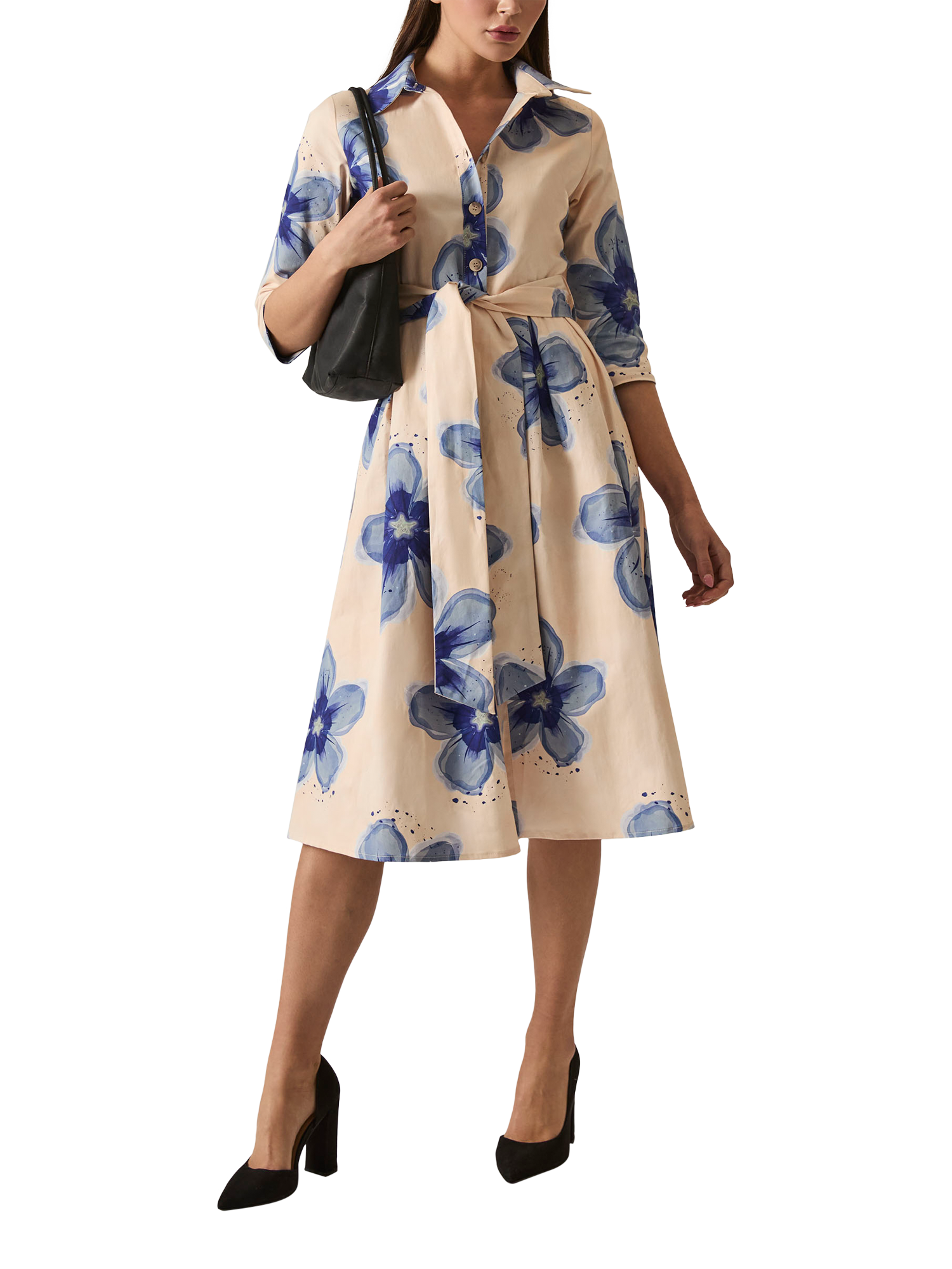 Product image 5 of 6, which shows James Lakeland Cotton Floral Print Shirt Dress, Blue, 8